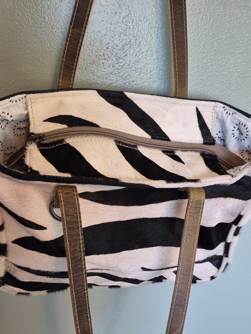 Myra Bag Zebra Print Leather Shoulder Bag - Picture 4 of 7